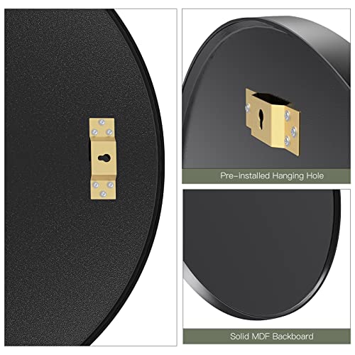 Dripex 40cm Round Mirror, Circle Hanging Wall Mirror - Home Decorative Wall Mounted Vanity Mirror for Bathroom, Dressing Room & Living Room, Black