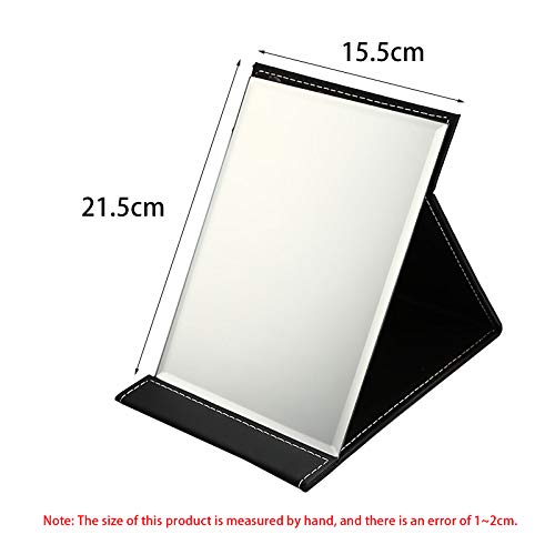 JTOOYS Mirror, Desktop Mirror, Creative Folding PU Makeup Mirror, Smart Portable Mirror, Desktop Folding Mirror with Stand, Simple Fashion Black Mirror 21.5x15.5cm