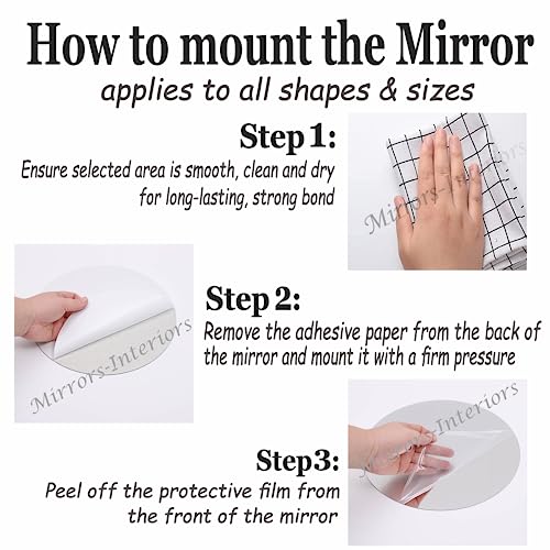 Round Wall Mounted Acrylic Mirror: Frameless, Easy to Stick, Strong, Lightweight