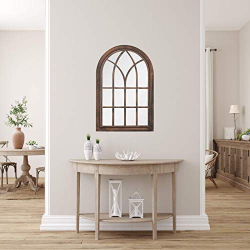 Creekwood 43169 Toscana Indoor/Outdoor Lightweight Arched Window Wall Mirror, Brushed Copper, W50cm x H76cm