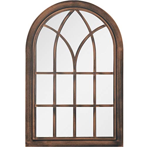 Creekwood 43169 Toscana Indoor/Outdoor Lightweight Arched Window Wall Mirror, Brushed Copper, W50cm x H76cm