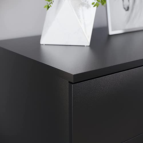 Vida Designs Black Chest of Drawers, 5 Drawer With Metal Handles and Runners, Unique Anti-Bowing Drawer Support, Riano Bedroom Furniture