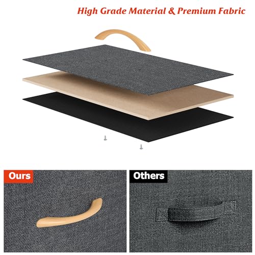 Nicehill Dresser for Bedroom with 5 Drawers, Storage Organizer, Wide Chest of Drawers for Closet, Clothes, Kids, Baby, TV Stand, Wood Board, Fabric Drawers(Black Grey)