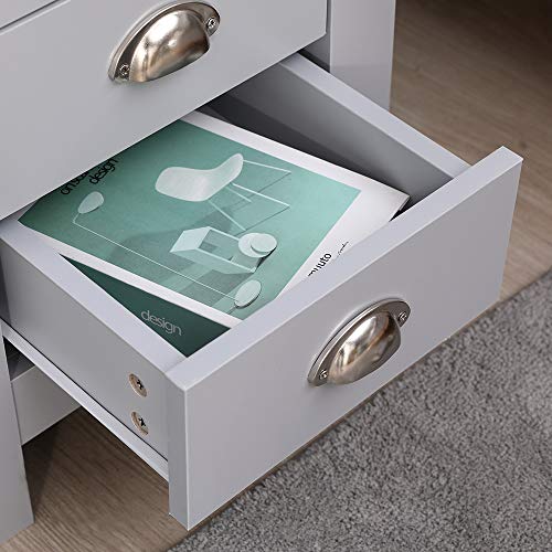 Yaermei Homeke 2/3 Drawers Bedside Table Nightstand Chest of Drawers Bedroom Furniture 2 Colors (3-drawers set-Grey)