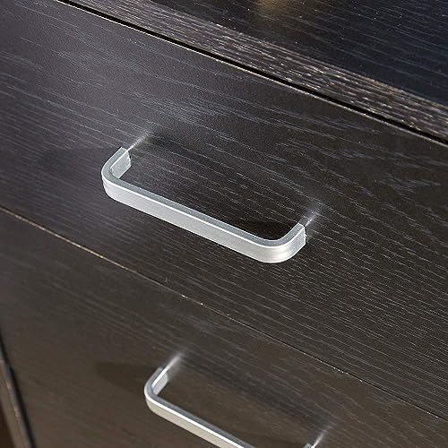 Home Source Bedside Table Black 3 Drawer Bedside Cabinet Night Stand Metal Runners Silver Handles