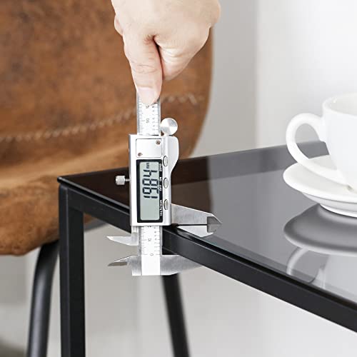 Bedside Table Drawers Nightstand Storage: 2 Tier Bronze Tinted Tempered Glass Small End Side Tables with MDF Wood Drawer Black Metal Frame Rustic Square Night Stand Sofa Side Furniture Living Room