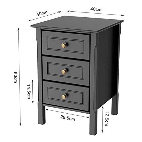 Yaheetech Black Bedside Table Set of 2PCs, Wooden Nightstands with 3 Drawers, Chest of 3 Drawers for Bedroom/Living Room/Hallway, 40x40x60cm