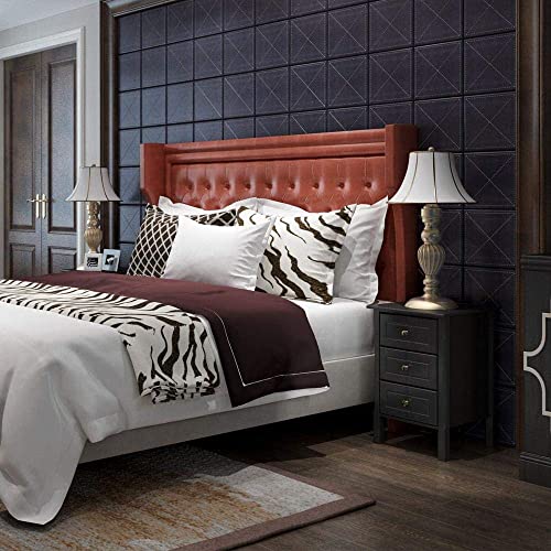 Yaheetech Black Bedside Table Set of 2PCs, Wooden Nightstands with 3 Drawers, Chest of 3 Drawers for Bedroom/Living Room/Hallway, 40x40x60cm