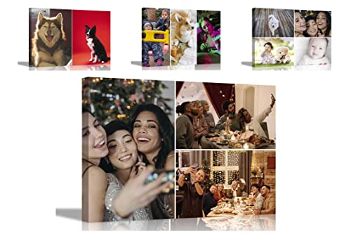 Artley Prints 3 Photos on Custom Canvas Wall Art Hanging Wall Decor Personalised Pictures Stretched and Framed Prints 30 x 20cm (12 x 8 inches) A4