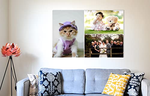 Artley Prints 3 Photos on Custom Canvas Wall Art Hanging Wall Decor Personalised Pictures Stretched and Framed Prints 30 x 20cm (12 x 8 inches) A4