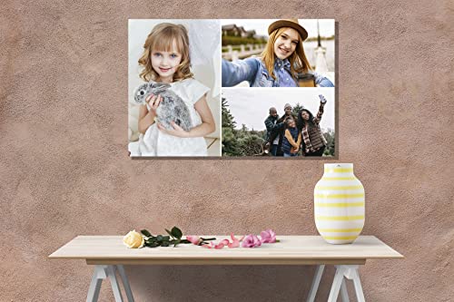Artley Prints 3 Photos on Custom Canvas Wall Art Hanging Wall Decor Personalised Pictures Stretched and Framed Prints 30 x 20cm (12 x 8 inches) A4