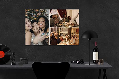Artley Prints 3 Photos on Custom Canvas Wall Art Hanging Wall Decor Personalised Pictures Stretched and Framed Prints 30 x 20cm (12 x 8 inches) A4