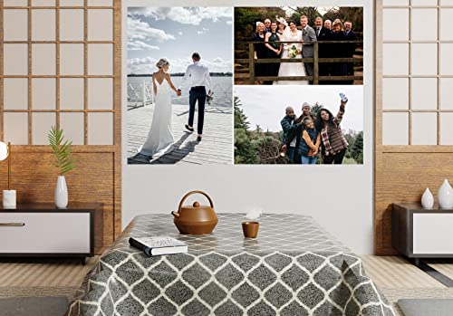 Artley Prints 3 Photos on Custom Canvas Wall Art Hanging Wall Decor Personalised Pictures Stretched and Framed Prints 30 x 20cm (12 x 8 inches) A4