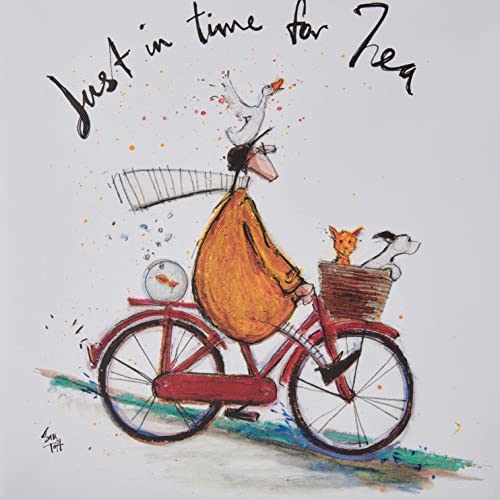 Sam Toft (Just in Time for tea Canvas Print 30 x 30 cm, Multi, 30 x 30 x 3, 8 cm