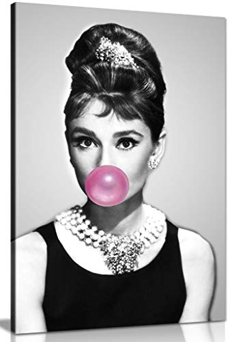 Audrey Hepburn Bubblegum Chewing Gum Canvas Wall Art Picture Print (18x12in)