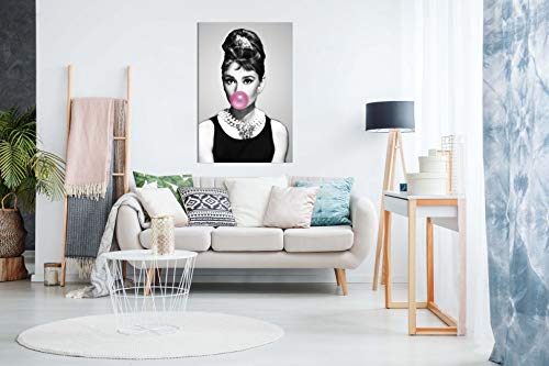 Audrey Hepburn Bubblegum Chewing Gum Canvas Wall Art Picture Print (18x12in)