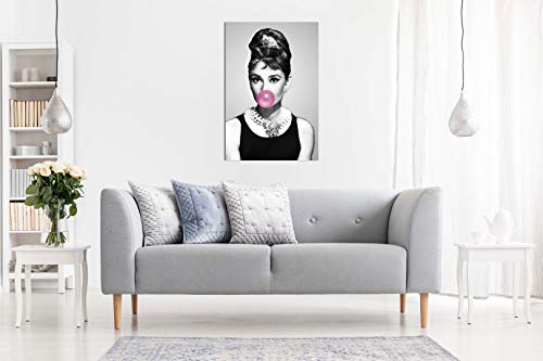 Audrey Hepburn Bubblegum Chewing Gum Canvas Wall Art Picture Print (18x12in)