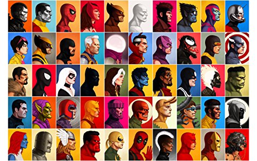 FAB MARVEL COMICS COLLAGE HEAD SHOT CANVAS WALL ART PRINT VARIOUS SIZES (A1 32x24)