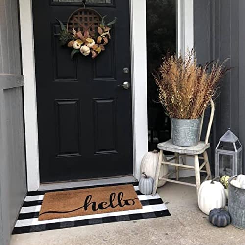 LILI REY Buffalo Plaid Rug - 28"x44" Indoor/Outdoor Black and White Checkered Rug, Buffalo Plaid Outdoor Rug, Front Porch Rugs, Buffalo Check Rug Outdoor, Black and White Outdoor Rug, Plaid Door mat