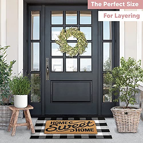 LILI REY Buffalo Plaid Rug - 28"x44" Indoor/Outdoor Black and White Checkered Rug, Buffalo Plaid Outdoor Rug, Front Porch Rugs, Buffalo Check Rug Outdoor, Black and White Outdoor Rug, Plaid Door mat