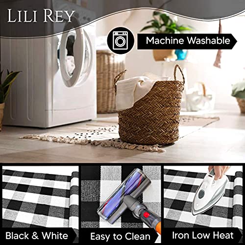 LILI REY Buffalo Plaid Rug - 28"x44" Indoor/Outdoor Black and White Checkered Rug, Buffalo Plaid Outdoor Rug, Front Porch Rugs, Buffalo Check Rug Outdoor, Black and White Outdoor Rug, Plaid Door mat