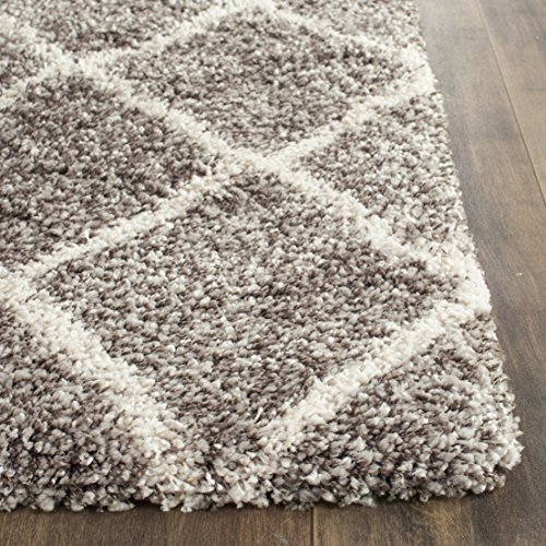 Safavieh Hudson Shag Collection SGH281A, 5.1 cm Thick Diamond Grid Rug, 25.4 x 35.6 cm Modern 2' 3" x 16' Grey/ivory.