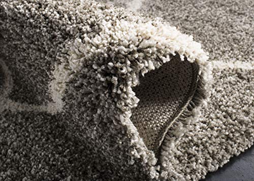 Safavieh Hudson Shag Collection SGH281A, 5.1 cm Thick Diamond Grid Rug, 25.4 x 35.6 cm Modern 2' 3" x 16' Grey/ivory.