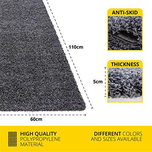 Abaseen Small Large Shaggy Rug Modern Rugs Living Room Extra Large Small Medium Rectangular Size Soft Touch Thick Pile Living Room Area Rugs Non Shedding (Dark Grey, 60x110 cm)