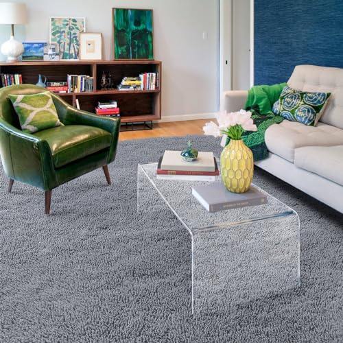 XSIVOD Grey Ultra Soft Floor Carpet, Luxury Fluffy Shag Lounge Area Rug Ideal for Living Room, Bedroom, Nursery, Kids Baby Room, 120x160cm