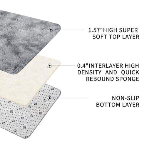 Sour Lemon Rugs Living Room 200x300cm, Grey Area Rugs for Bedroom, Washable Anti Slip Extra Large Shaggy Soft Rug Fluffy Modern Floor Carpets Mat Beside Rugs for Kids Living Room