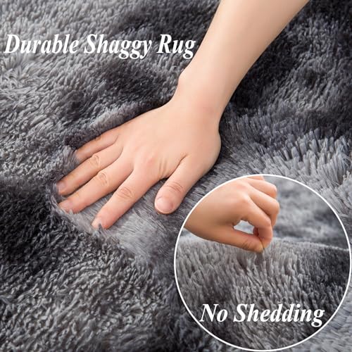 Uryedo Homeware Rugs Living Room Large Soft Touch Rug Area Rugs for Bedroom Anti Slip Modern Super Soft Thick Pile Fluffy Shaggy Rug Non Shedding(80x160 cm)-Dark Grey