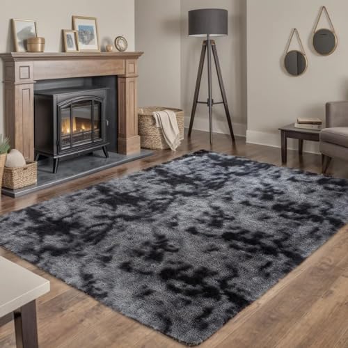 Uryedo Homeware Rugs Living Room Large Soft Touch Rug Area Rugs for Bedroom Anti Slip Modern Super Soft Thick Pile Fluffy Shaggy Rug Non Shedding(80x160 cm)-Dark Grey