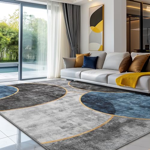 Sour Lemon Rugs Living Room Large 160x230 - Machine Washable Rug - Area Rugs for Bedroom - Large Boho Rug Vintage Rugs Anti Slip Fluffy Carpet for Living Room, Bedroom