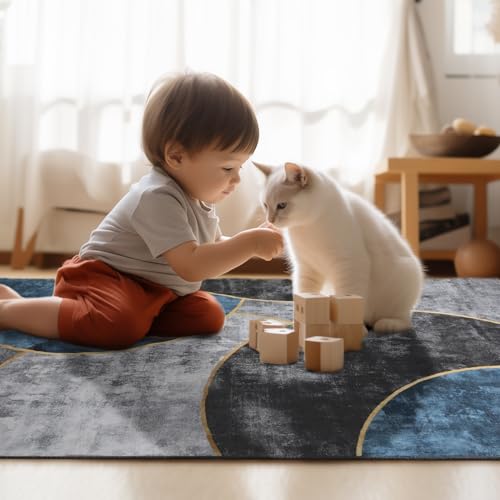 Sour Lemon Rugs Living Room Large 160x230 - Machine Washable Rug - Area Rugs for Bedroom - Large Boho Rug Vintage Rugs Anti Slip Fluffy Carpet for Living Room, Bedroom