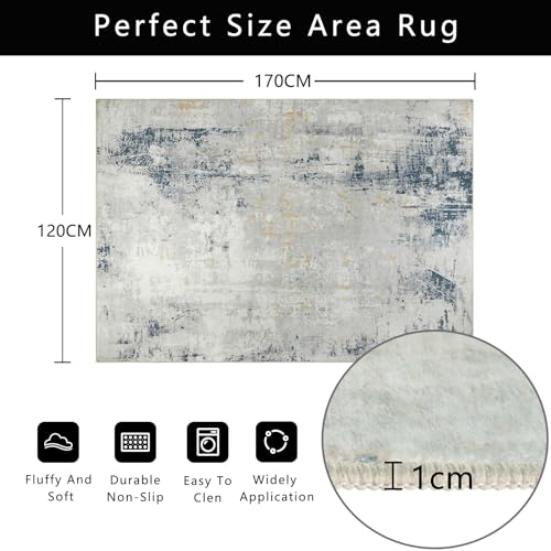 Famibay Rugs Living Room 120x170cm Soft Fluffy Area Rugs Large Modern Rugs Bedroom Washable Short Pile Carpet Rug for Living Room Bedroom Dining Room