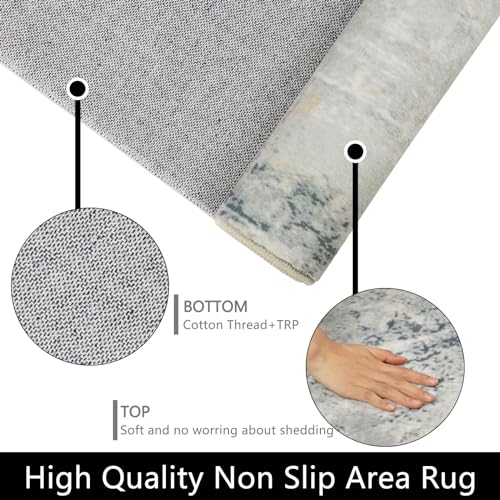 Famibay Rugs Living Room 120x170cm Soft Fluffy Area Rugs Large Modern Rugs Bedroom Washable Short Pile Carpet Rug for Living Room Bedroom Dining Room