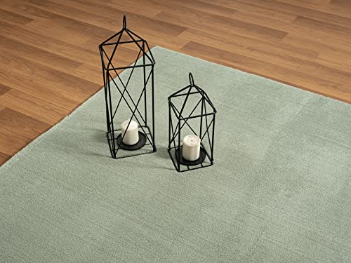 the carpet Relax Modern Fluffy Short Pile Rug, Non-Slip Underside, Washable up to 30 Degrees, Super Soft, Fur Look, Green, 80 x 150 cm