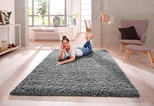 SHAGGY RUG 30MM / 3cm Modern Rugs Living Room Extra Large Small Medium Rectangular Size Soft Touch Thick Pile Living Room Area Rugs Non Shedding (Grey, 160cm x 230cm (5.5ft x 7.5ft))
