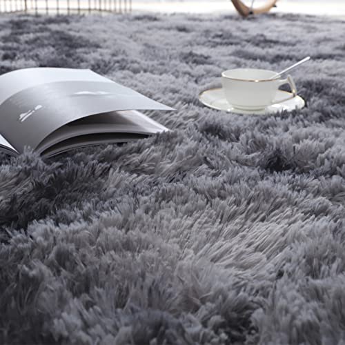 lekeplus Rugs Living Room Large Rugs Bedroom Anti Skid Rug Shaggy Soft Rug for Living Room Bedroom Play Area Kids Room Luxury Decorative(Dark grey, 120x160cm)