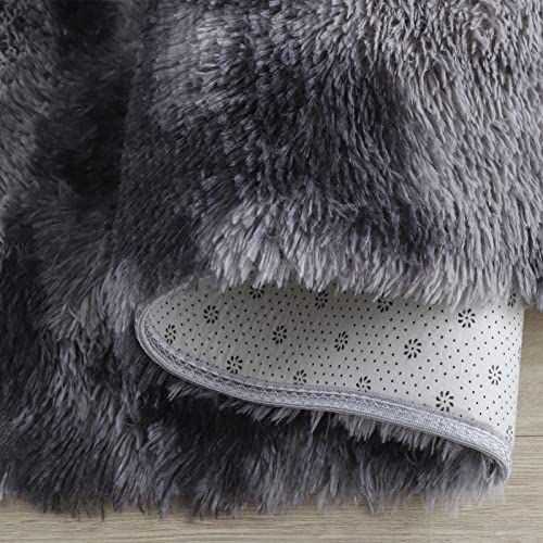 lekeplus Rugs Living Room Large Rugs Bedroom Anti Skid Rug Shaggy Soft Rug for Living Room Bedroom Play Area Kids Room Luxury Decorative(Dark grey, 120x160cm)