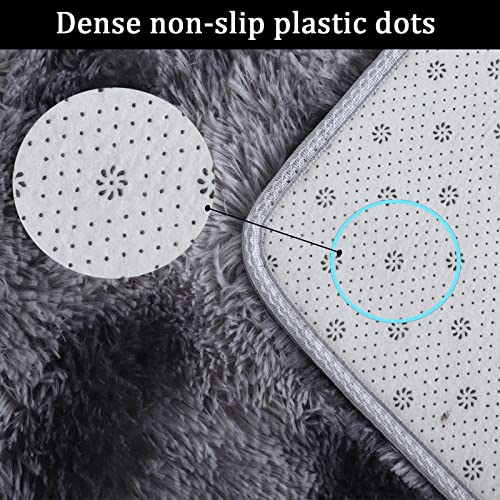 lekeplus Rugs Living Room Large Rugs Bedroom Anti Skid Rug Shaggy Soft Rug for Living Room Bedroom Play Area Kids Room Luxury Decorative(Dark grey, 120x160cm)