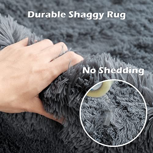 OMERAI Grey Rug Living Room Rug Large Anti Slip Rug Fluffy Rugs Faux Fur Rug Velvet Thick Rug Plush Shaggy Area Rugs Super Soft Floor Mat for Bedroom Kids Rooms Decor (Grey, 120 * 180cm)