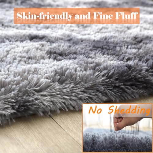 Gsogcax Super Soft Fluffy Area Rug Bedroom Living Room Shaggy Anti-Skid Comfortable Large Rugs Indoor Modern Home Decor Floor Carpet - Dark Grey 120x160 (Tie-dye)
