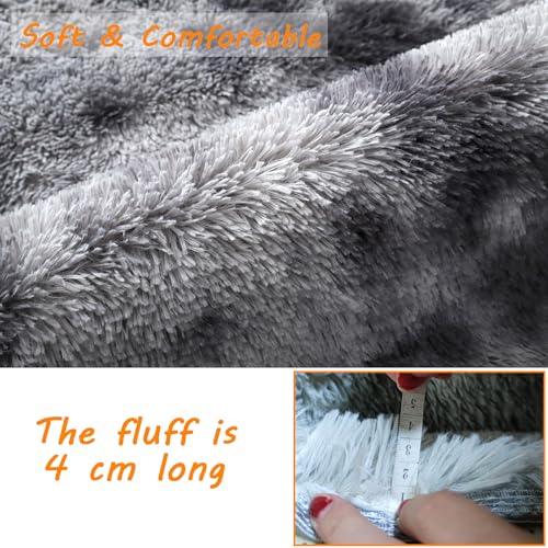 Gsogcax Super Soft Fluffy Area Rug Bedroom Living Room Shaggy Anti-Skid Comfortable Large Rugs Indoor Modern Home Decor Floor Carpet - Dark Grey 120x160 (Tie-dye)