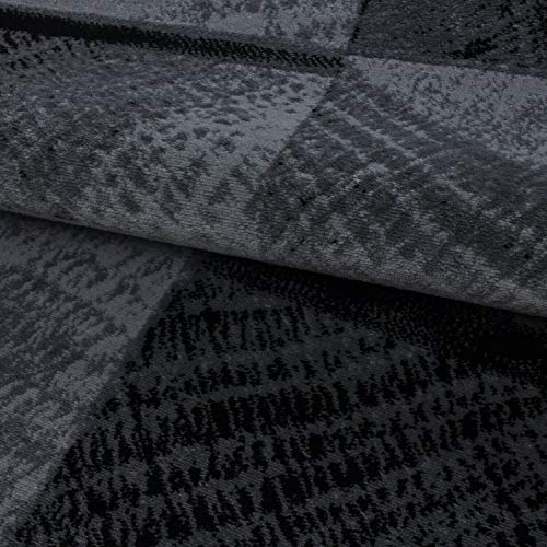 viceroy bedding Rug CHECK Modern Design Black Grey Charcoal Rugs Living Room Extra Large Size Soft Touch Short Pile Style Carpet Area Rugs Non Shedding (120cm x 170cm (4ft x 6ft))