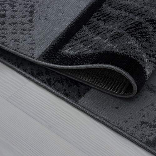 viceroy bedding Rug CHECK Modern Design Black Grey Charcoal Rugs Living Room Extra Large Size Soft Touch Short Pile Style Carpet Area Rugs Non Shedding (120cm x 170cm (4ft x 6ft))