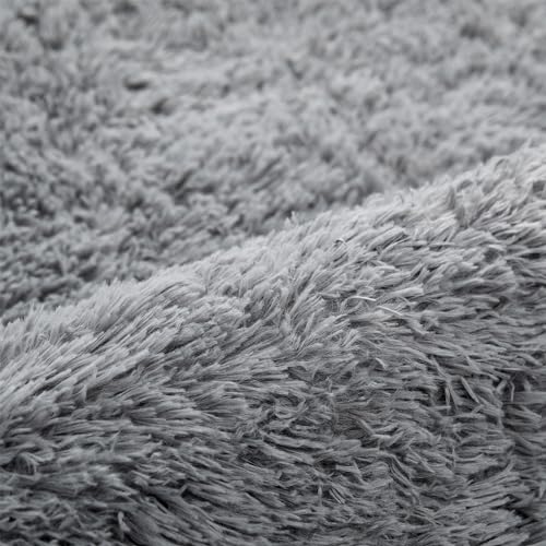AMEHA Rugs Living Room - Grey Area Rugs for Bedroom Non-Slip - Modern Super Soft Fluffy Shaggy Thick Pile Small Rug Non-Shedding, 50cm x 80cm