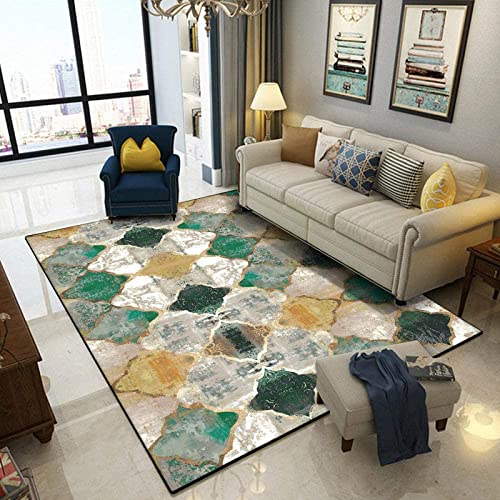 Rururug Large Rug 200x300 cm Vintage Classic Design Multicoloured Emerald Mustard Yellow Pattern for Living Room Bedroom Soft Touch Easy to Clean