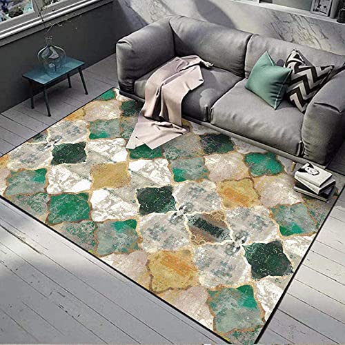 Rururug Large Rug 200x300 cm Vintage Classic Design Multicoloured Emerald Mustard Yellow Pattern for Living Room Bedroom Soft Touch Easy to Clean