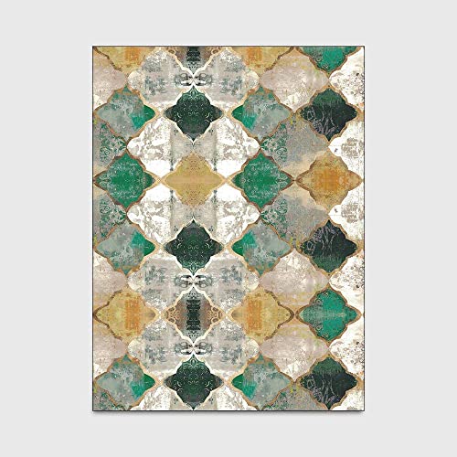 Rururug Large Rug 200x300 cm Vintage Classic Design Multicoloured Emerald Mustard Yellow Pattern for Living Room Bedroom Soft Touch Easy to Clean